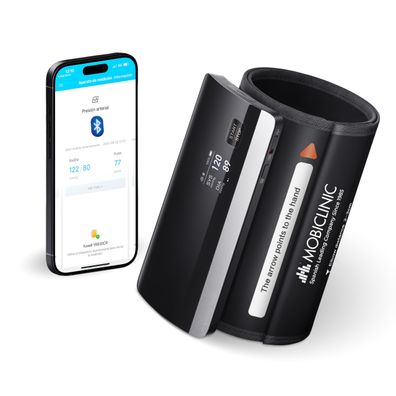 Mobiclinic Cardiomed Oberarm Blutdruckmessgerät Bluetooth App Sprachféhrung