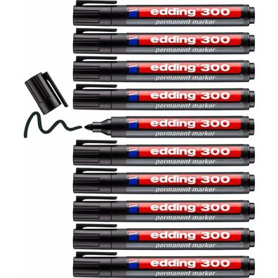 10 edding 300 Permanentmarker schwarz 1,5 - 3,0 mm