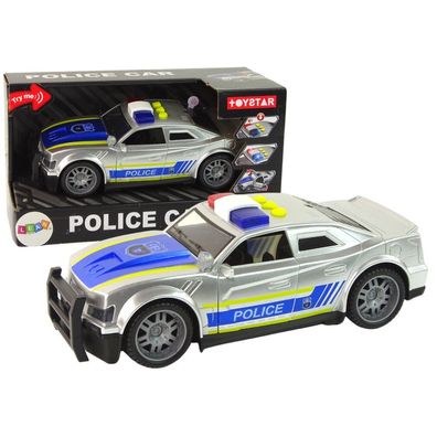 Leantoys Auto Polizei 1:14 Lichter Sound silber