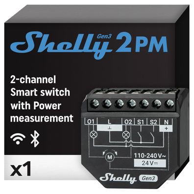 Shelly 2PM Gen3 WLAN Smart Relais Rolladenschalter Stromzähler 2 Kanäle
