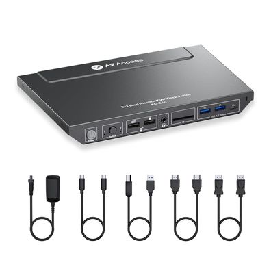 AV Access KVM Dockingstation 2 PCs 2 HDMI 4K 60Hz USB 100W LAN