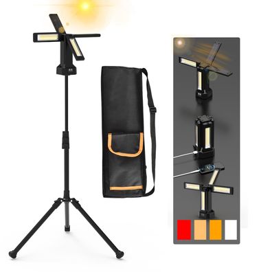 13200mAh Solar Baustrahler IP64 mit Stativ Tasche 8000 Lumen dimmbar