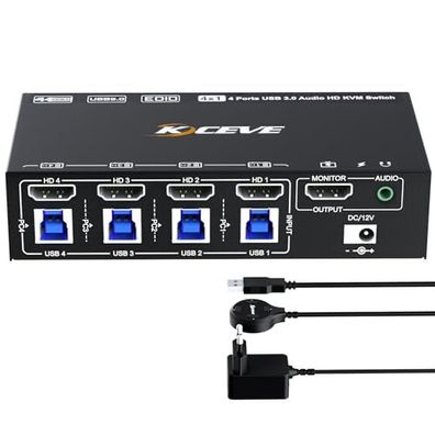 KVM Switch 4 PC 1 Monitor HDMI 8K 60Hz 4K 120Hz mit Remote