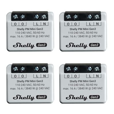 Shelly PM Mini Gen 3 4er Pack Smart Power Meter 1 Kanal 16 A