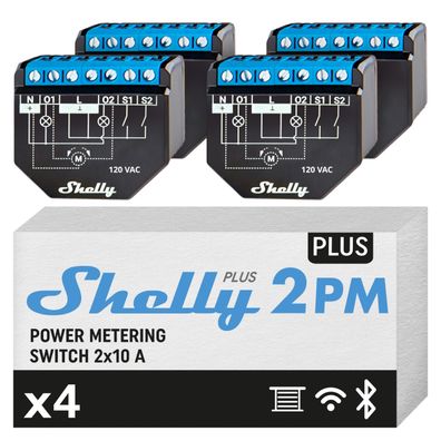 Shelly Plus 2PM 4er Pack Smart Home Doppelrelais WLAN Schalter