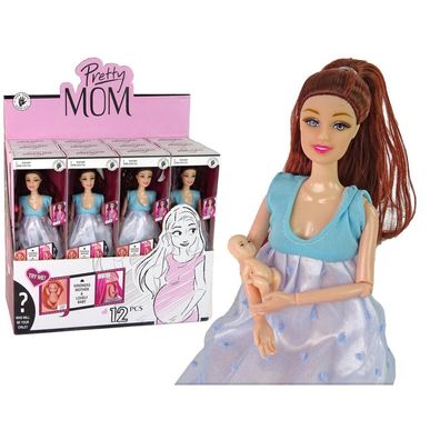 IMPORT Leantoys Schwangere Babypuppe Blaues Kleid