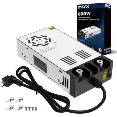 IMAYCC Schaltnetzteil 12V 50A 600W AC 110 bis 240V auf DC 12V