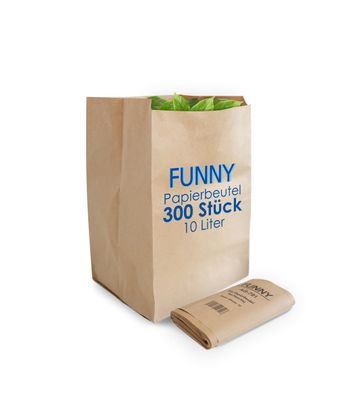 Bio-Papierbeutel braun 10 l 300 Stéck 200 + 160x360 mm aus Recyclingpapier
