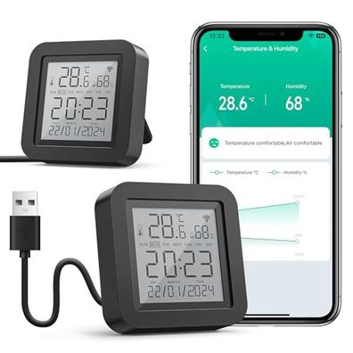 GHome Smart WLAN Thermometer Hygrometer mit IR-Fernbedienung 2er Set
