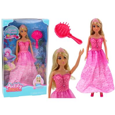 Leantoys Lalka Anlily Syrenia Ksi??niczka Ró?owa Sukienka Szczotka