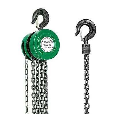 Stanew Kettenzug 1 Tonne 3 m Kette Handkettenzug mit Haken grén