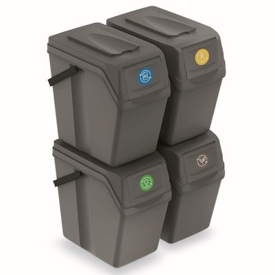 Sortibox Mélltrennsystem Abfalleimer 3x25L Grau Kunststoff stapelbar