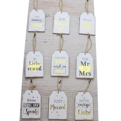 Holz Schild Hochzeit Vintage | Dekoration & Anhänger | 9 Varianten: Just Married