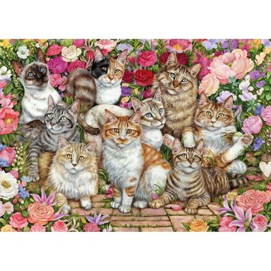 FALCON Puzzle Katzen zwischen Blumen 1000 Teile