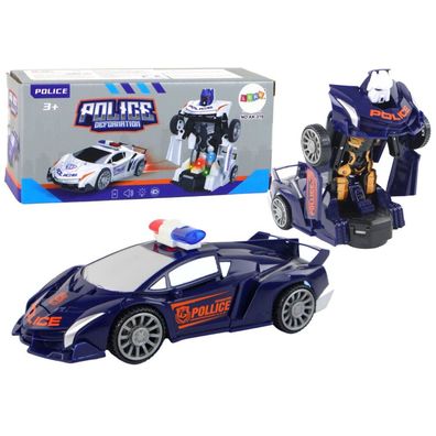 Lean Toys Roboterauto Polizei Marineblau 2in1 Transformation