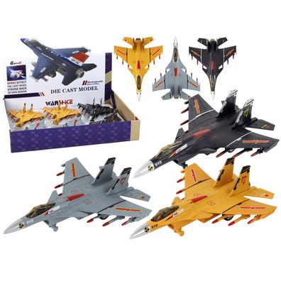 Lean Toys Flugzeugmodell mit Friktionsantrieb, grau, schwarz oder gelb