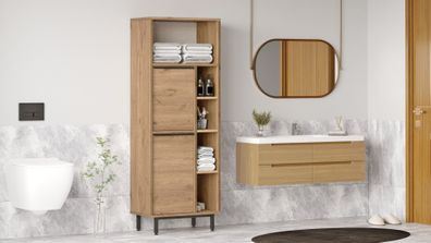Badezimmerschrank Skye Decor On10C-S Walnut 60x161,6x35,5 cm