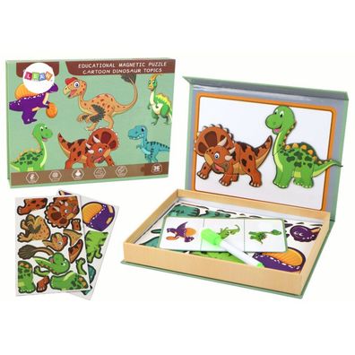 Lean Toys Pädagogisches magnetisches Puzzle-Set mit Dinosaurier-Motiven