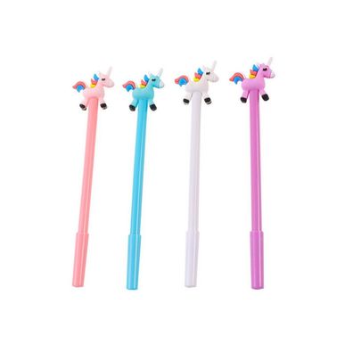 Leantoys Einhorn-Kugelschreiber, schwarze Kappe, Nachfüllpackung, Weiß/Pink, 0,5 mm