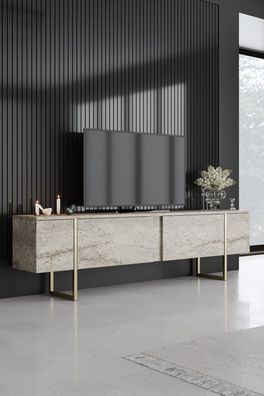 TV-Lowboard Skye Decor Luxe Travertine / Gold 180x50x30 cm