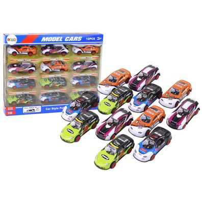 Lean Toys Friktionsantrieb Sportwagen-Set 1:55, 12 bunte Teile