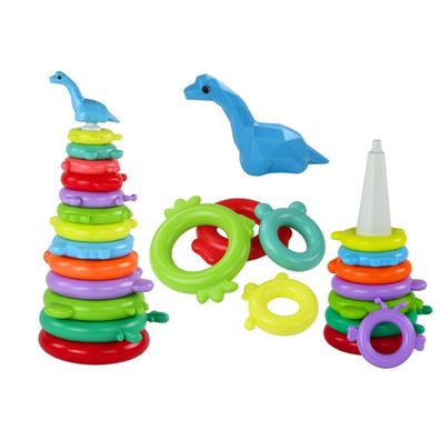 Leantoys Giraffen-Pyramiden-Puzzle, 13 Kreise, bunt, 43 cm x 18 cm x 18 cm