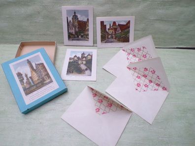 3 Briefkarten Seiden gefütterte Kuvert Karton DM-Zeit Ernst Geissendörfer Rothenburg