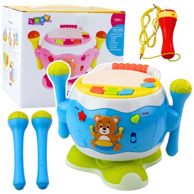 Trommel für Kinder, Musikalische interaktive Lichter und Geräusche, Blau