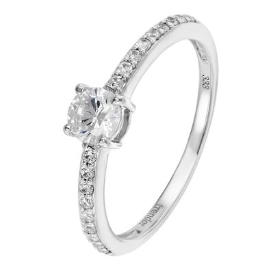 trendor Schmuck Verlobungsring Weißgold 333 (8 Karat) Damenring mit 19 Zirkonias 393
