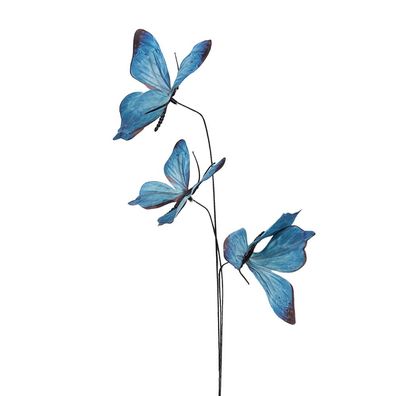 Clayre & Eef Dekoration Ast Schmetterling 10x10x65 cm Blau Textil (Gr. 10x10x65 cm)