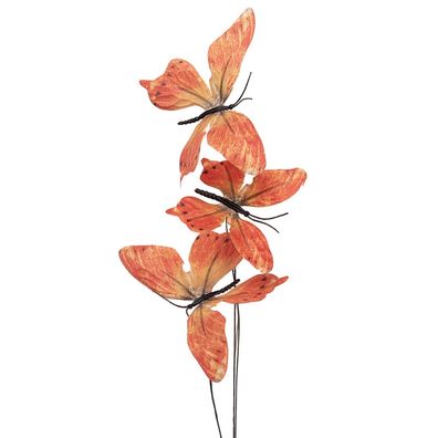 Clayre & Eef Dekoration Ast Schmetterling 10x10x65 cm Orange Textil (Gr. 10x10x65 cm)