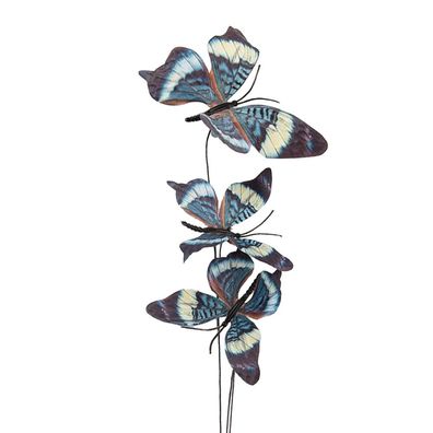 Clayre & Eef Dekoration Ast Schmetterling 10x10x65 cm Blau Textil (Gr. 10x10x65 cm)