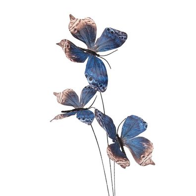 Clayre & Eef Dekoration Ast Schmetterling 10x10x65 cm Blau Textil (Gr. 10x10x65 cm)
