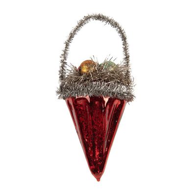 Clayre & Eef Weihnachtsanhänger Ø 7x10 cm Rot Glas (Gr. Ø 7x10 cm)