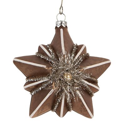 Clayre & Eef Weihnachtsanhänger Stern 10x8x9 cm Goldfarbig Glas (Gr. 10x8x9 cm)