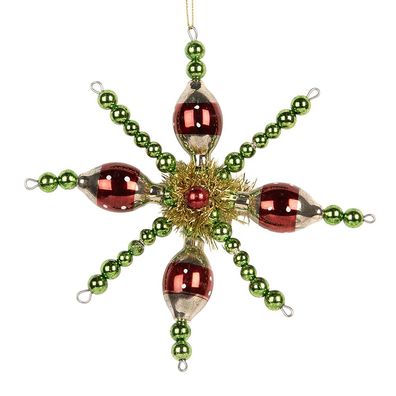 Clayre & Eef Weihnachtsanhänger 16x3x16 cm Grün Glas (Gr. 16x3x16 cm)