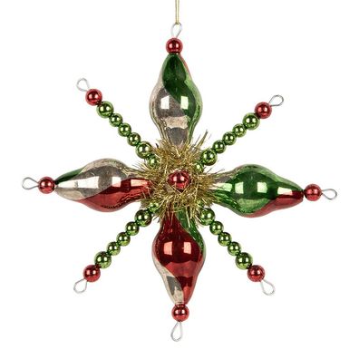 Clayre & Eef Weihnachtsanhänger 17x3x17 cm Grün Glas (Gr. 17x3x17 cm)