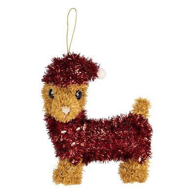 Clayre & Eef Weihnachtsanhänger Hund 13x7x15 cm Braun Kunststoff (Gr. 13x7x15 cm)