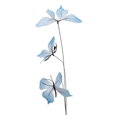 Clayre & Eef Dekoration Ast Schmetterling 10x10x65 cm Blau Textil (Gr. 10x10x65 cm)
