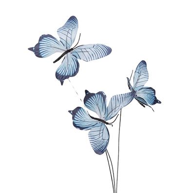 Clayre & Eef Dekoration Ast Schmetterling 10x10x65 cm Blau Textil (Gr. 10x10x65 cm)