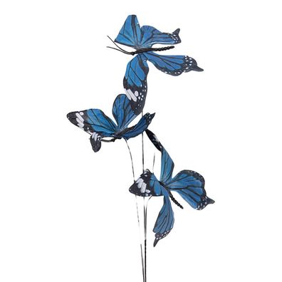 Clayre & Eef Dekoration Ast Schmetterling 10x10x65 cm Blau Textil (Gr. 10x10x65 cm)