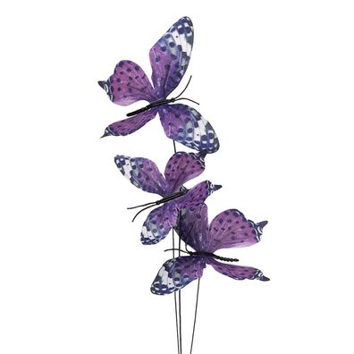 Clayre & Eef Dekoration Ast Schmetterling 10x10x65 cm Violett Textil