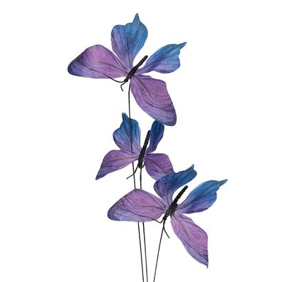 Clayre & Eef Dekoration Ast Schmetterling 10x10x65 cm Violett Textil
