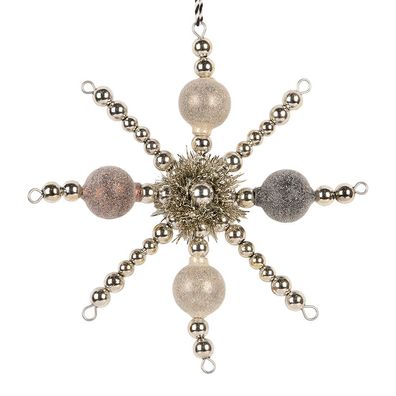 Clayre & Eef Weihnachtsanhänger 16x3x16 cm Silberfarbig Glas (Gr. 16x3x16 cm)