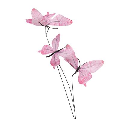 Clayre & Eef Dekoration Ast Schmetterling 10x10x65 cm Rosa Textil (Gr. 10x10x65 cm)