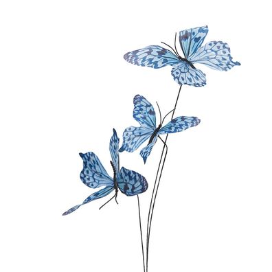 Clayre & Eef Dekoration Ast Schmetterling 10x10x65 cm Blau Textil (Gr. 10x10x65 cm)