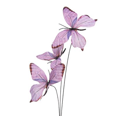 Clayre & Eef Dekoration Ast Schmetterling 10x10x65 cm Violett Textil