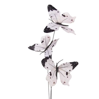 Clayre & Eef Dekoration Ast Schmetterling 10x10x65 cm Weiß Textil (Gr. 10x10x65 cm)