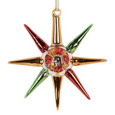 Clayre & Eef Weihnachtsanhänger 11x3x11 cm Goldfarbig Glas (Gr. 11x3x11 cm)