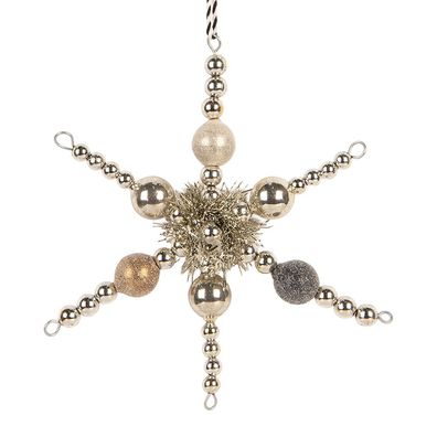 Clayre & Eef Weihnachtsanhänger 16x3x16 cm Silberfarbig Glas (Gr. 16x3x16 cm)